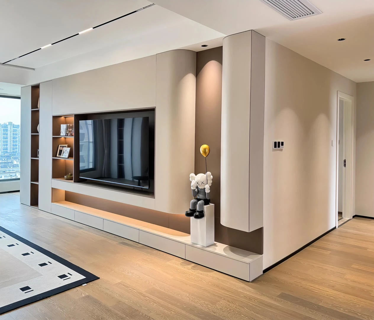 Handleless White media wall Handleless White media wall