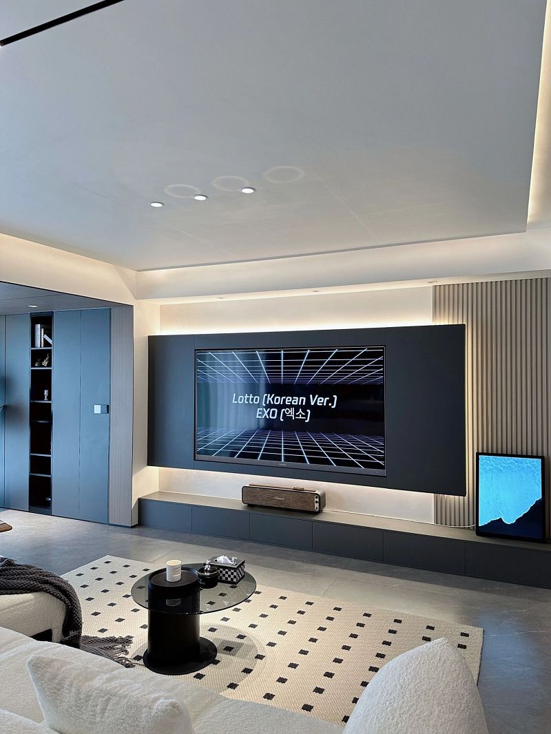 Dark grey rock slab TV wall panel001 Dark grey rock slab TV wall panel001